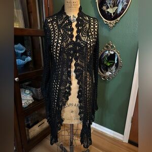 BCBGMaxAzria Black Crochet Cardigan